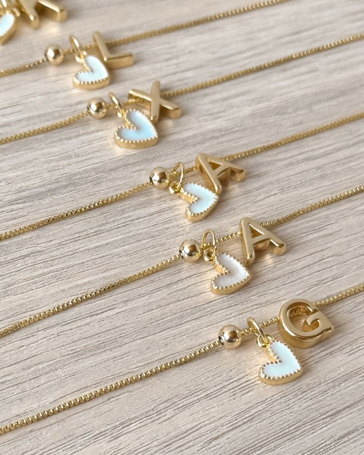 Cadena Inicial Amor Puro Corazón Blanco